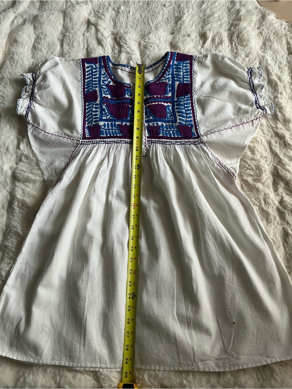 Unbranded Mexican Floral Embroidery Colorful Folk Puff Sleeve White Blouse SZ M - Picture 5 of 10